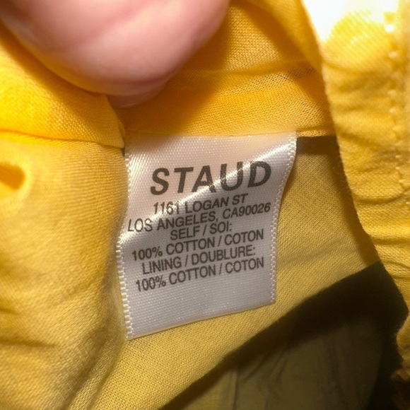 STAUD Carina Gold/Yellow Puff Sleeve Cutout Midi Dress Size XS - Picture 7 of 7